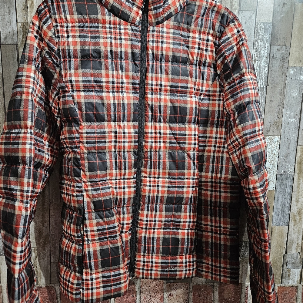 Ladies Eddie Bauer down filled plaid jacket